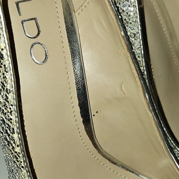 Aldo Fran Silver Platform Heels Size 8 - Picture 10 of 16